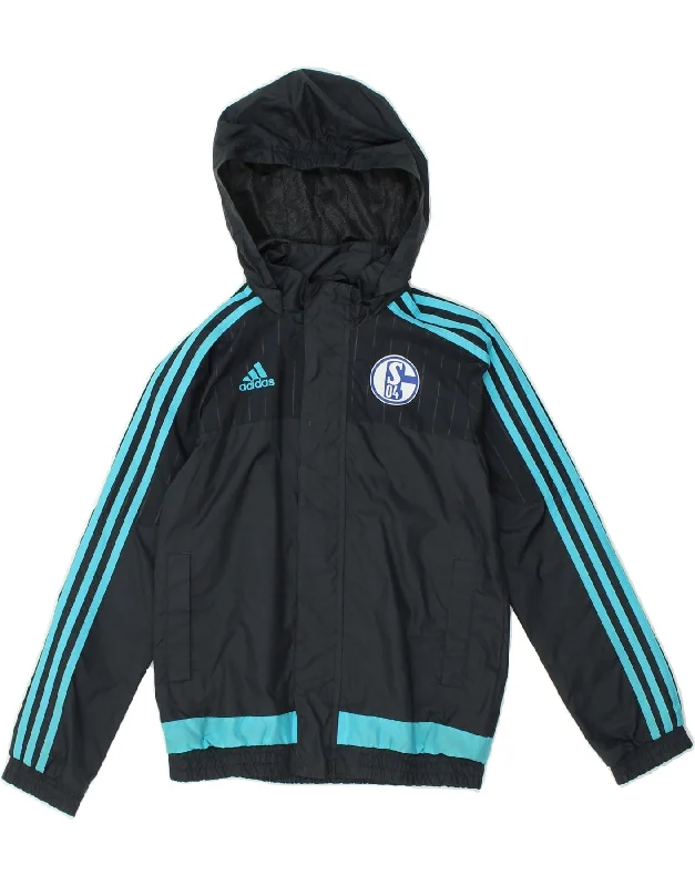 men's fashionable jackets -ADIDAS Boys Hooded Rain Jacket 9-10 Years Navy Blue Polyester