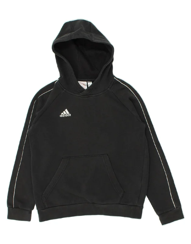 men's light hoodie for spring -ADIDAS Boys Hoodie Jumper 11-12 Years Black Cotton