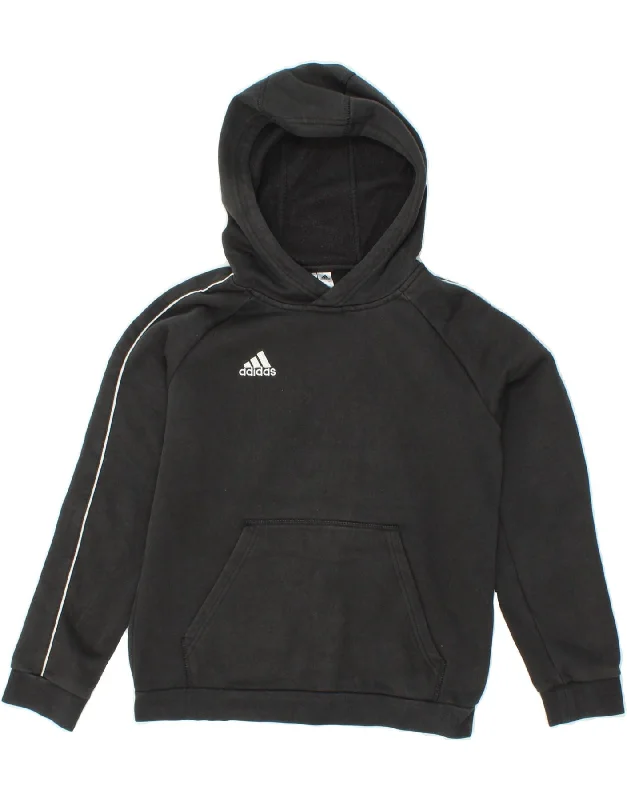 men's hoodie for exercise -ADIDAS Boys Hoodie Jumper 11-12 Years Black Cotton