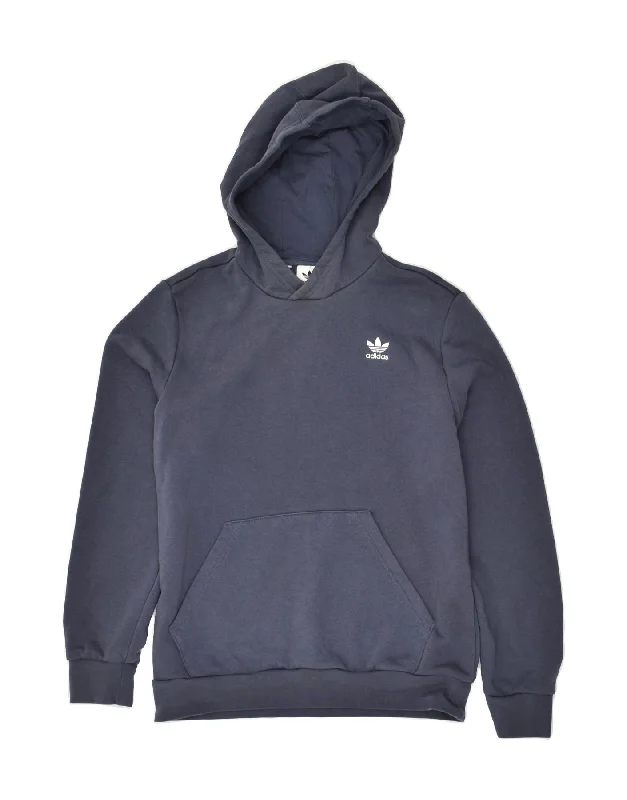 men's hoodie sweatshirt with hoods -ADIDAS Boys Hoodie Jumper 13-14 Years Navy Blue Cotton