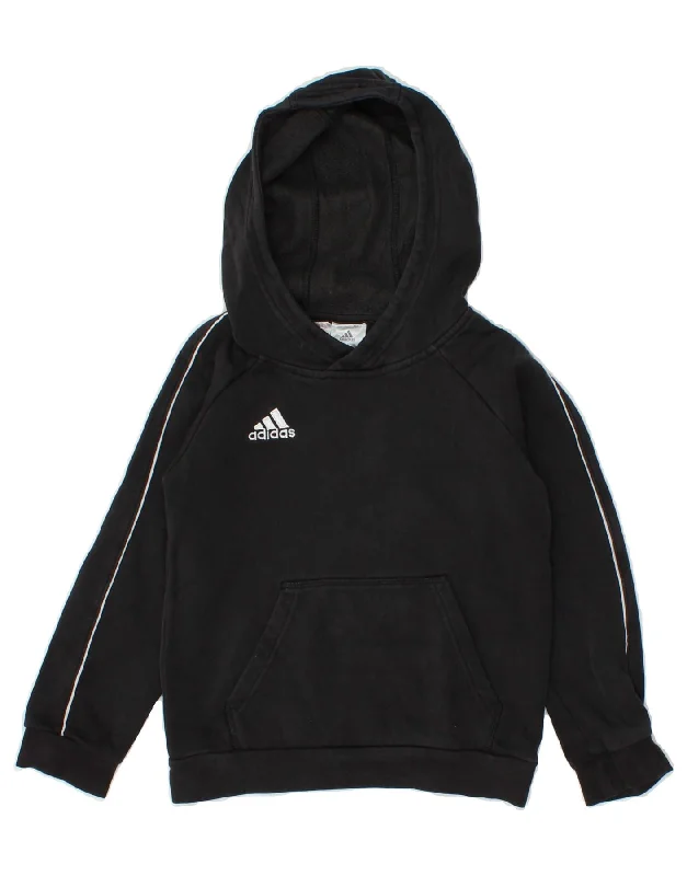 men's hoodie with unique design -ADIDAS Boys Hoodie Jumper 7-8 Years Black Cotton