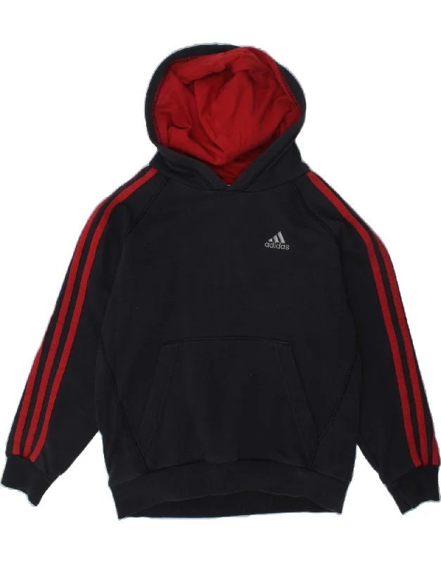 men's light hoodie for spring -ADIDAS Boys Hoodie Jumper 7-8 Years Navy Blue Cotton