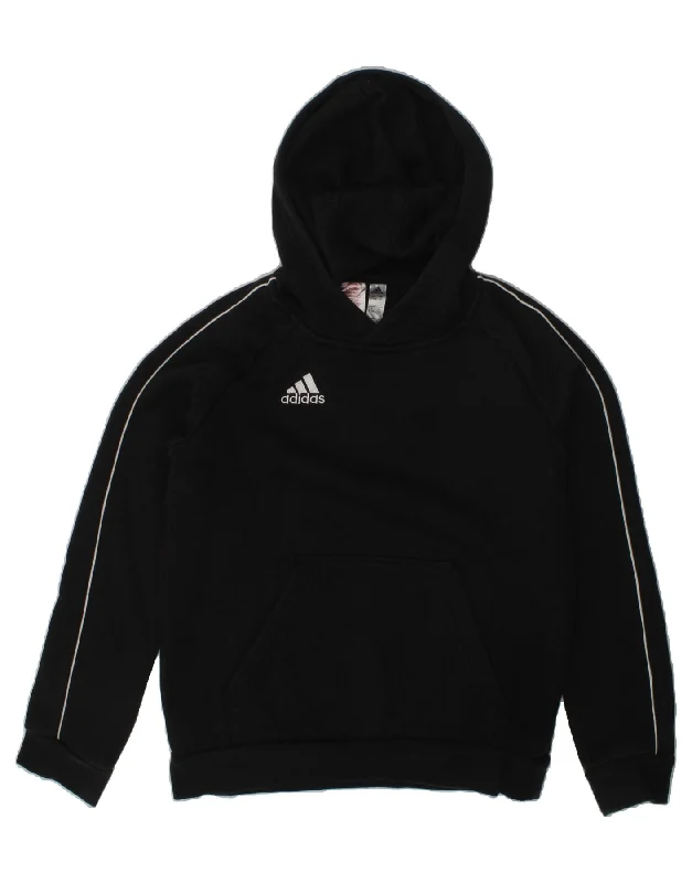 men's hoodie with pockets -ADIDAS Boys Hoodie Jumper 9-10 Years Black Cotton