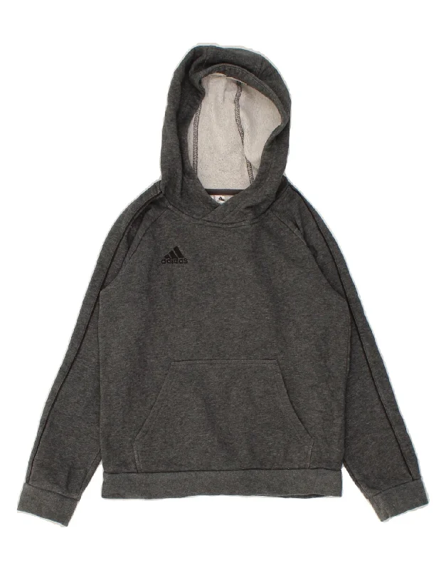 men's hoodie with stylish patterns -ADIDAS Boys Hoodie Jumper 9-10 Years Grey Cotton