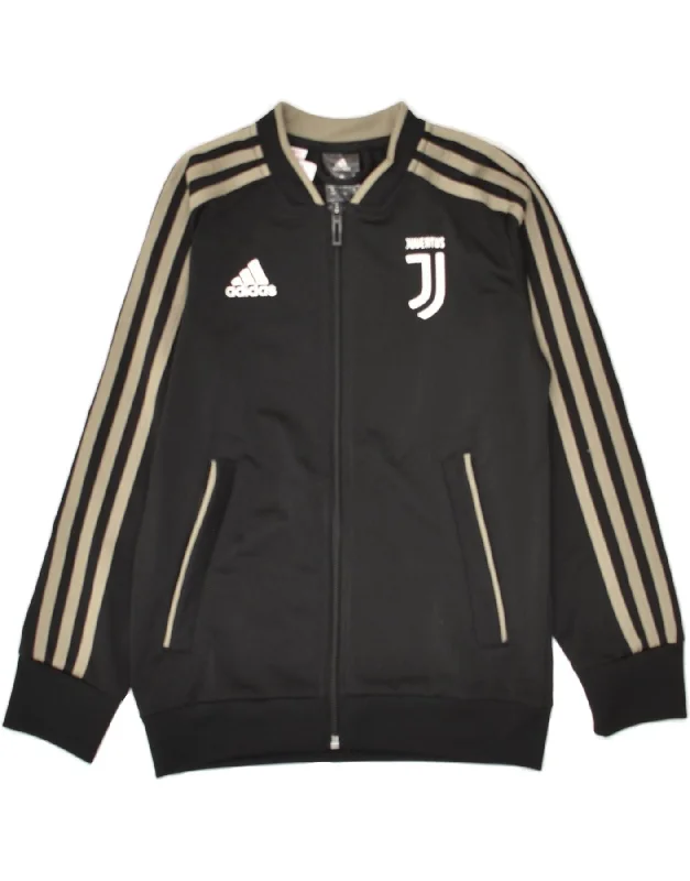 men's casual outerwear jackets -ADIDAS Boys Juventus Graphic Tracksuit Top Jacket 7-8 Years Black