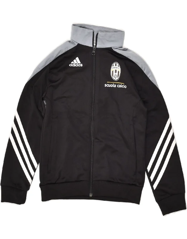 men's leather jacket with lining -ADIDAS Boys Juventus Tracksuit Top Jacket 7-8 Years Small Black