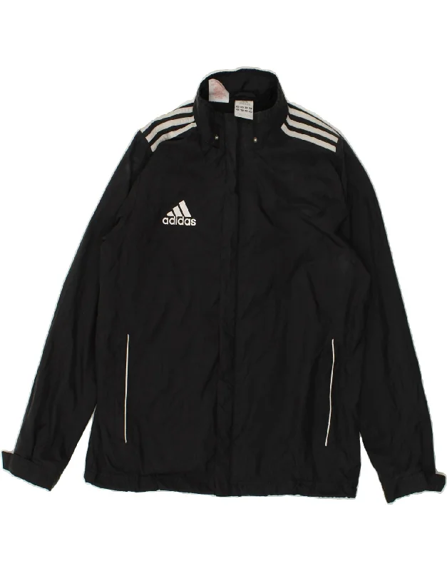 men's warm and insulated jackets -ADIDAS Boys Rain Jacket 13-14 Years Black Nylon