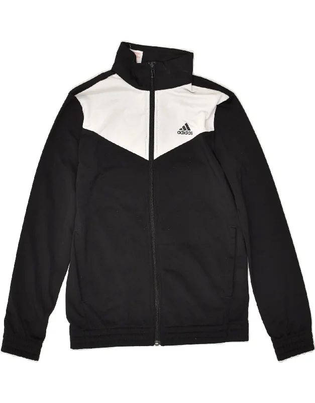 men's lightweight jackets for travel -ADIDAS Boys Tracksuit Top Jacket 10-11 Years Black Polyester