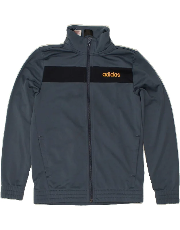 men's tailored outdoor jackets -ADIDAS Boys Tracksuit Top Jacket 10-11 Years Grey Polyester