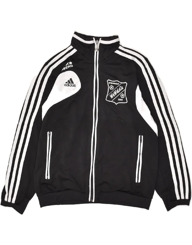 men's parka jackets for cold weather -ADIDAS Boys Tracksuit Top Jacket 11-12 Years Black Colourblock