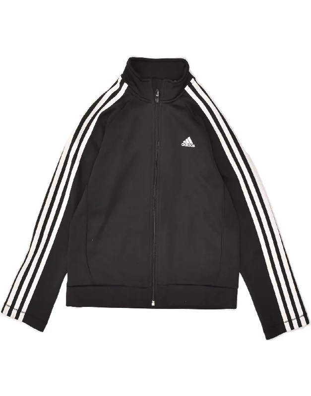 men's stylish outdoor jackets -ADIDAS Boys Tracksuit Top Jacket 11-12 Years Black Polyester