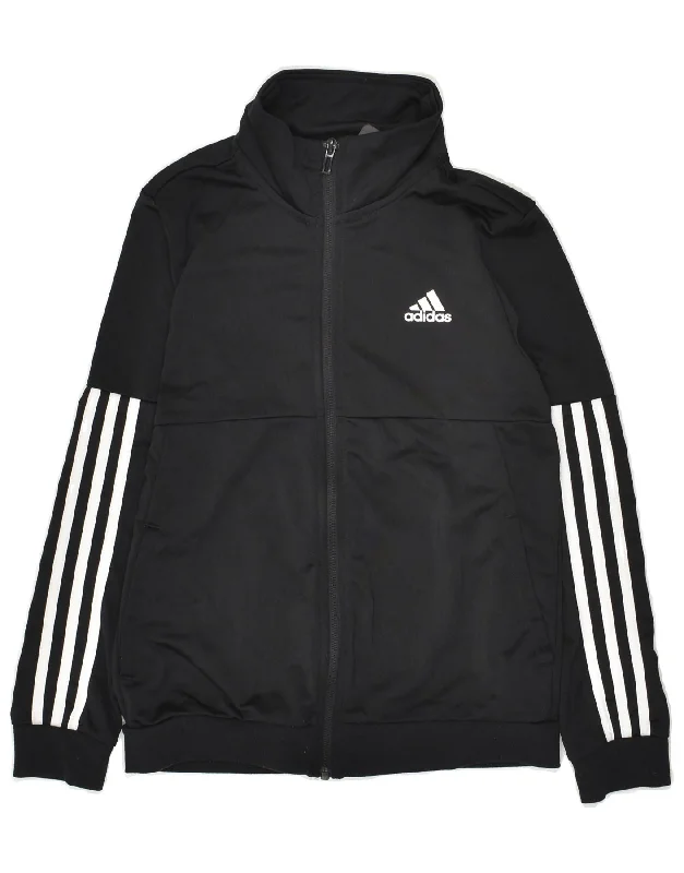 men's warm parkas for winter -ADIDAS Boys Tracksuit Top Jacket 11-12 Years Black Polyester