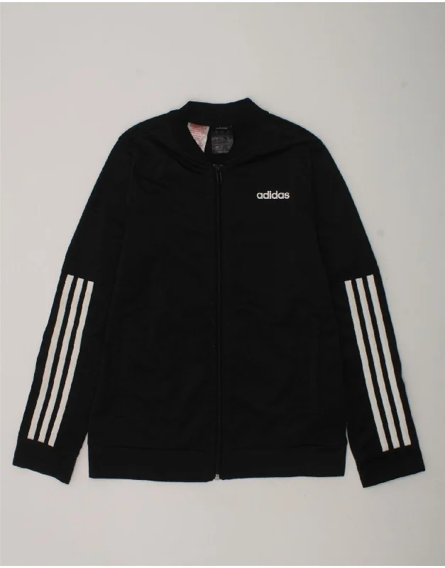 men's weather-resistant jackets -ADIDAS Boys Tracksuit Top Jacket 11-12 Years Black Polyester