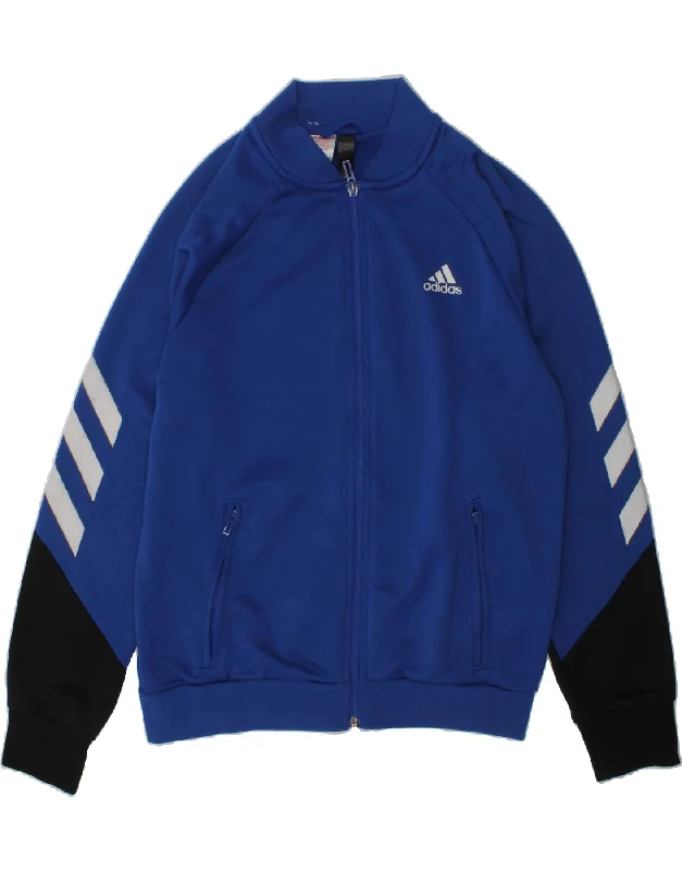 men's high-performance jackets -ADIDAS Boys Tracksuit Top Jacket 11-12 Years Blue Polyester