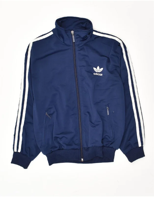 men's winter coats with fur -ADIDAS Boys Tracksuit Top Jacket  11-12 Years Large Navy Blue Polyester