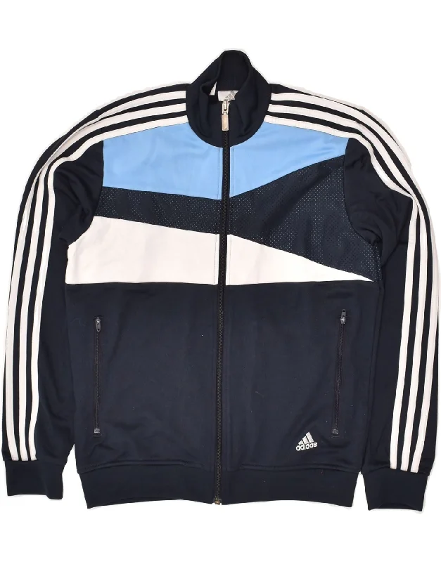 men's professional jackets -ADIDAS Boys Tracksuit Top Jacket 11-12 Years Navy Blue Colourblock