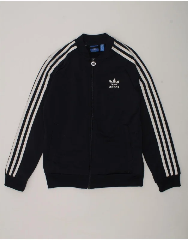 men's rainproof jackets for hiking -ADIDAS Boys Tracksuit Top Jacket 11-12 Years Navy Blue Polyester