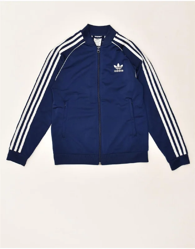 men's tailored jackets -ADIDAS Boys Tracksuit Top Jacket 11-12 Years Navy Blue Polyester