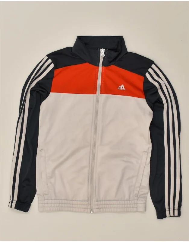 men's classic jackets -ADIDAS Boys Tracksuit Top Jacket 11-12 Years White Colourblock Polyester