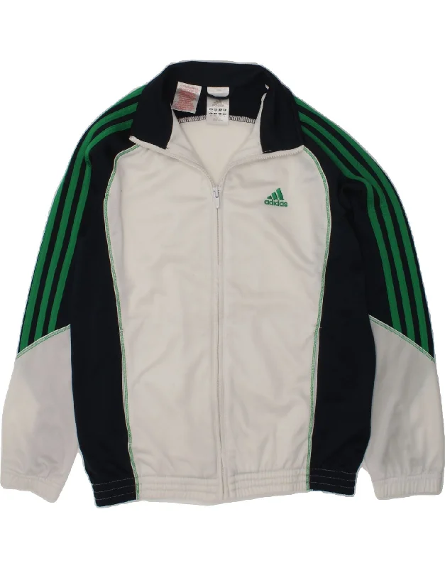 men's travel jackets -ADIDAS Boys Tracksuit Top Jacket 11-12 Years White Colourblock Polyester