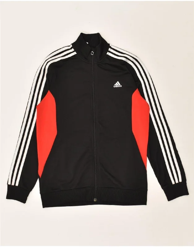 men's formal winter jackets -ADIDAS Boys Tracksuit Top Jacket 13-14 Years Black Colourblock Polyester