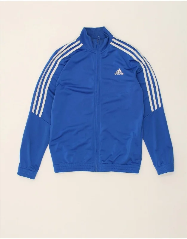 men's insulated winter jackets -ADIDAS Boys Tracksuit Top Jacket 13-14 Years Blue Polyester