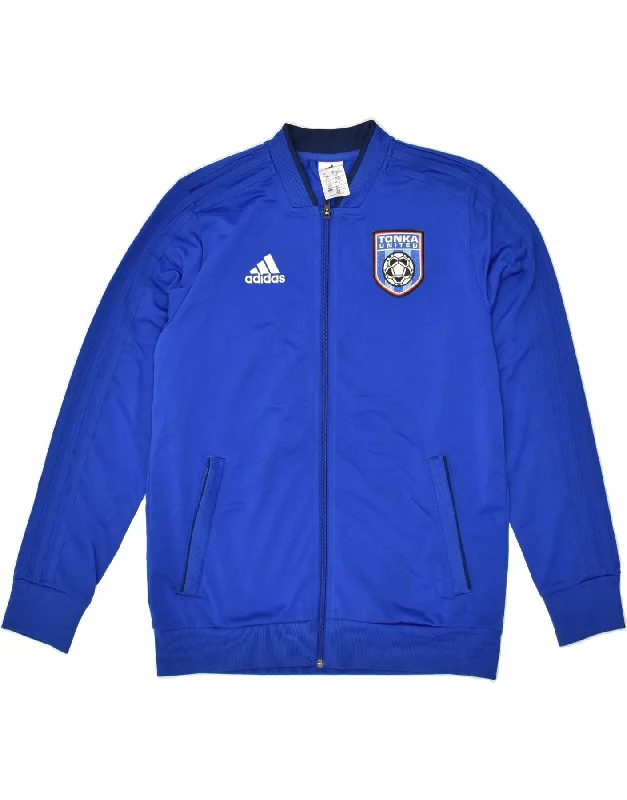 men's stylish parkas -ADIDAS Boys Tracksuit Top Jacket 13-14 Years Blue Polyester