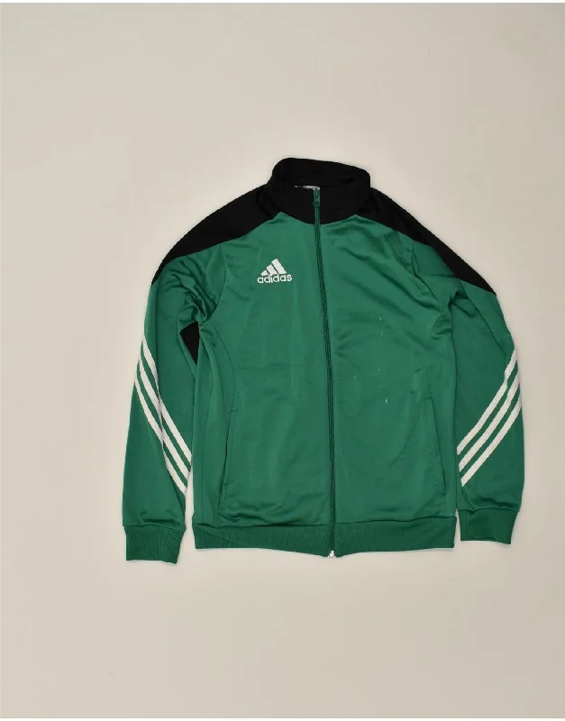 men's lightweight windbreakers -ADIDAS Boys Tracksuit Top Jacket 13-14 Years Green Polyester