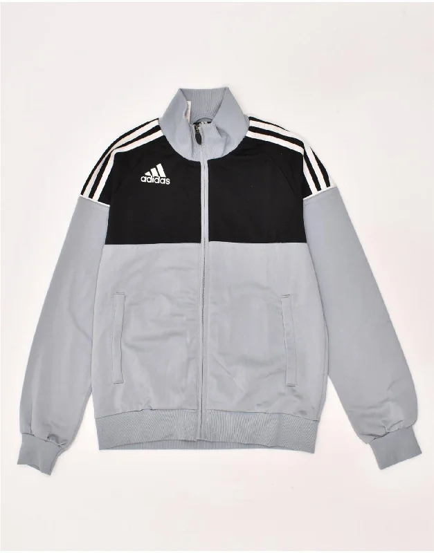 men's stylish parkas -ADIDAS Boys Tracksuit Top Jacket 13-14 Years Grey Colourblock Polyester