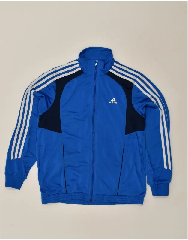 men's sporty jackets -ADIDAS Boys Tracksuit Top Jacket 13-14 Years Large Blue Polyester