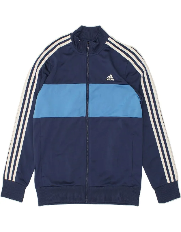 men's lightweight jackets -ADIDAS Boys Tracksuit Top Jacket 13-14 Years Navy Blue Colourblock