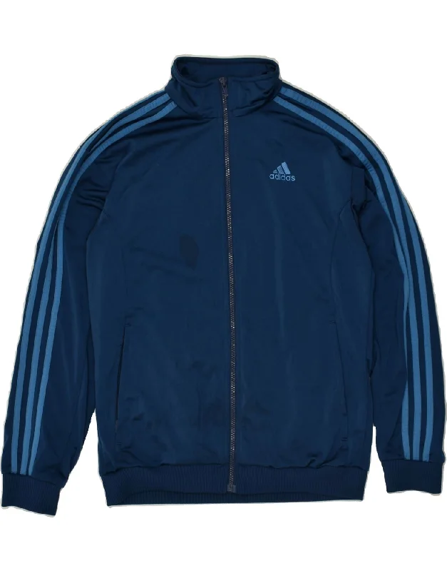 men's heavy-duty jackets for winter -ADIDAS Boys Tracksuit Top Jacket 13-14 Years Navy Blue Polyester