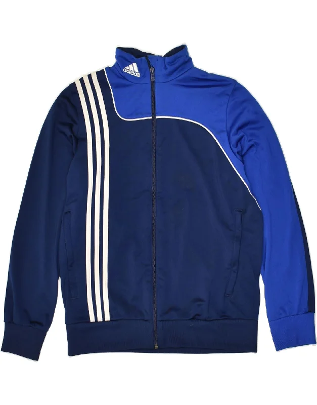 men's slim-fit jackets -ADIDAS Boys Tracksuit Top Jacket 13-14 Years Navy Blue Polyester