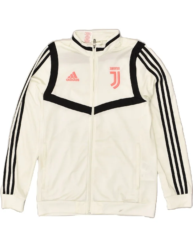 men's casual outerwear jackets -ADIDAS Boys Tracksuit Top Jacket 13-14 Years Off White Polyester