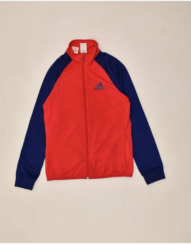 men's casual quilted jackets -ADIDAS Boys Tracksuit Top Jacket 13-14 Years Red Colourblock Polyester