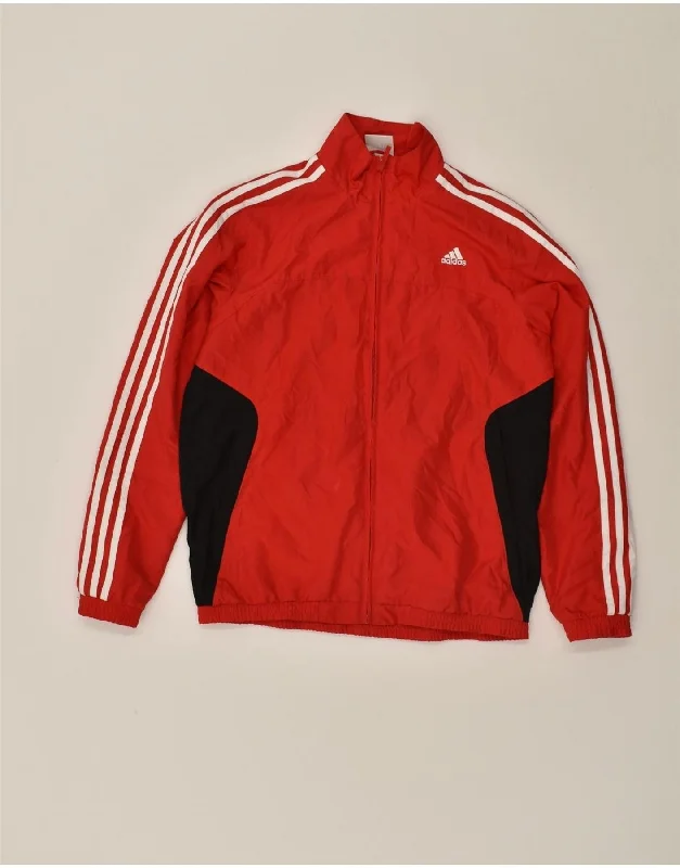 men's professional jackets -ADIDAS Boys Tracksuit Top Jacket 13-14 Years Red Colourblock Polyester