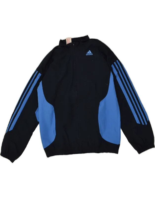 men's professional jackets -ADIDAS Boys Tracksuit Top Jacket 15-16 Years Navy Blue Colourblock