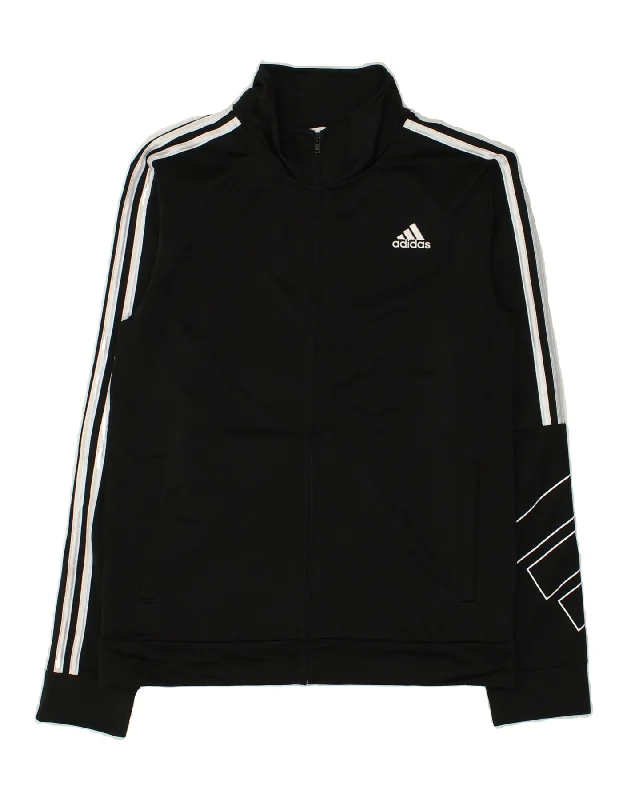 men's wind-resistant jackets -ADIDAS Boys Tracksuit Top Jacket 15-16 Years XL Black Polyester