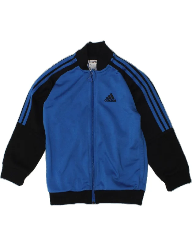 men's sports jackets -ADIDAS Boys Tracksuit Top Jacket 2-3 Years Blue Colourblock Polyester