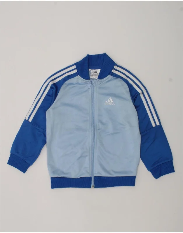 men's waterproof jackets -ADIDAS Boys Tracksuit Top Jacket 2-3 Years Blue Colourblock Polyester