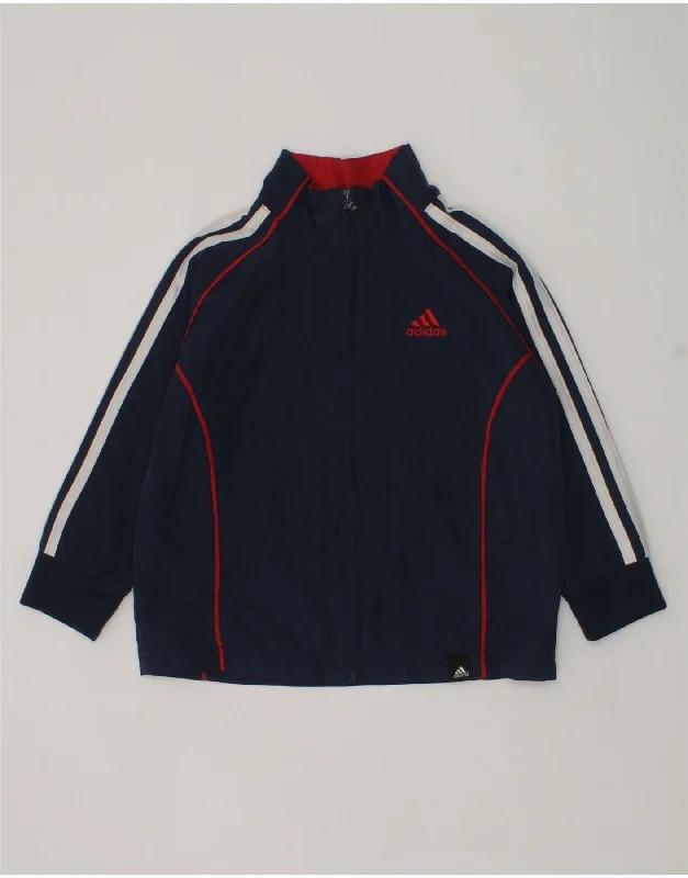 men's leather jacket with lining -ADIDAS Boys Tracksuit Top Jacket 2-3 Years Navy Blue Polyester