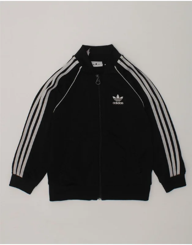 men's military jackets -ADIDAS Boys Tracksuit Top Jacket 3-4 Years Black Polyester