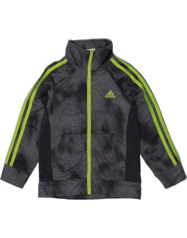 men's varsity jackets -ADIDAS Boys Tracksuit Top Jacket 3-4 Years Grey Spotted Polyester