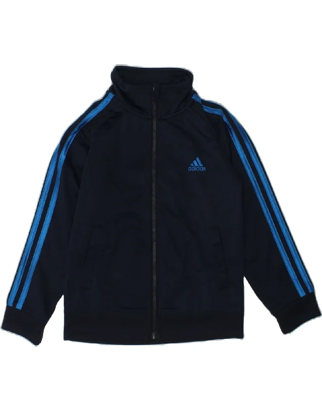 men's quilted jackets -ADIDAS Boys Tracksuit Top Jacket 4-5 Years Navy Blue Polyester