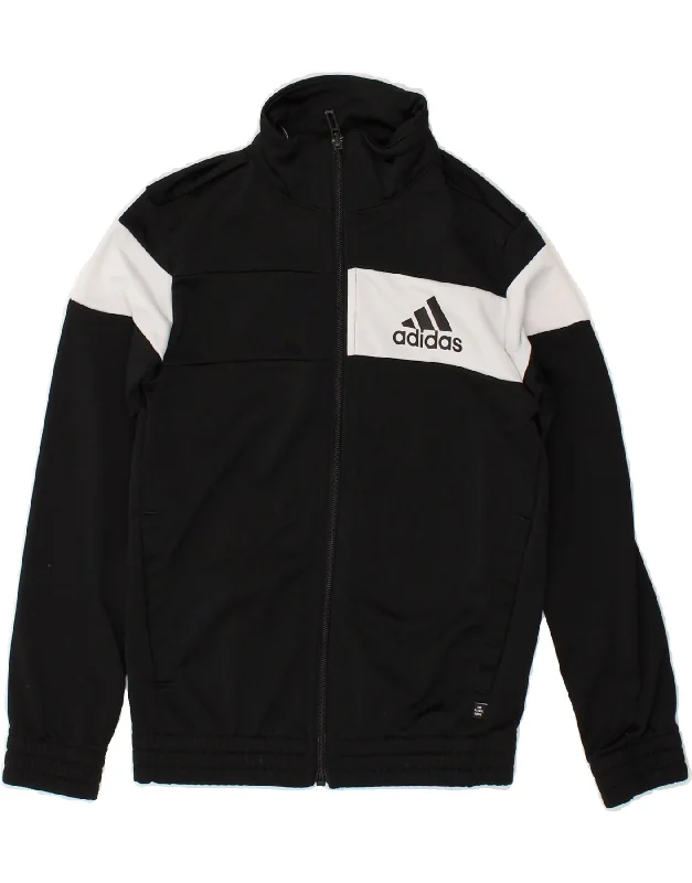 men's stylish jackets for winter -ADIDAS Boys Tracksuit Top Jacket 7-8 Years Black Colourblock Polyester