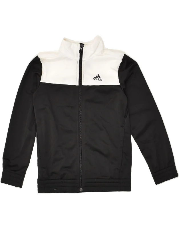 men's quilted jackets for winter -ADIDAS Boys Tracksuit Top Jacket 7-8 Years Black Colourblock Polyester