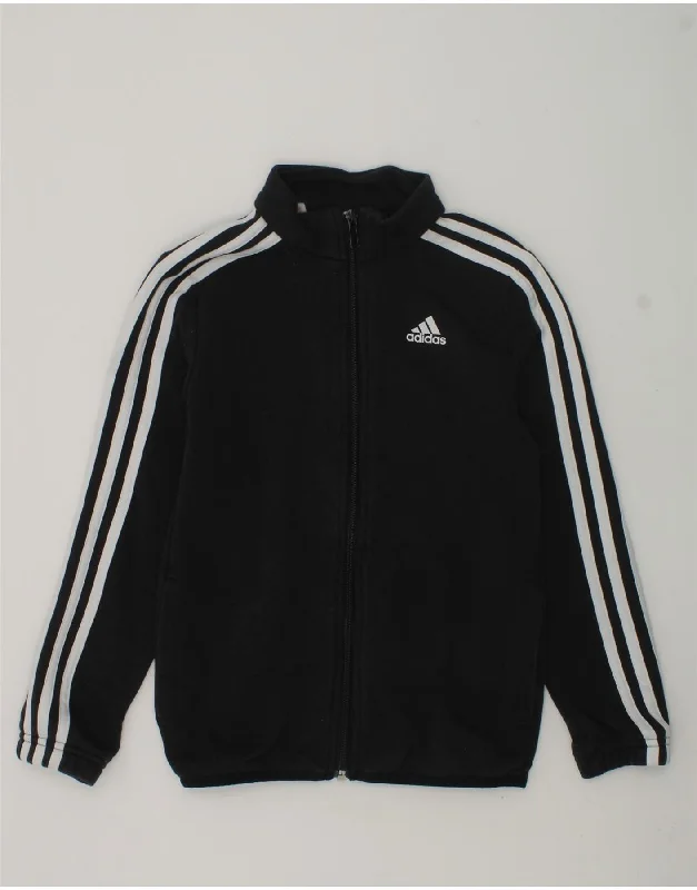 men's custom jackets -ADIDAS Boys Tracksuit Top Jacket 7-8 Years Black Cotton