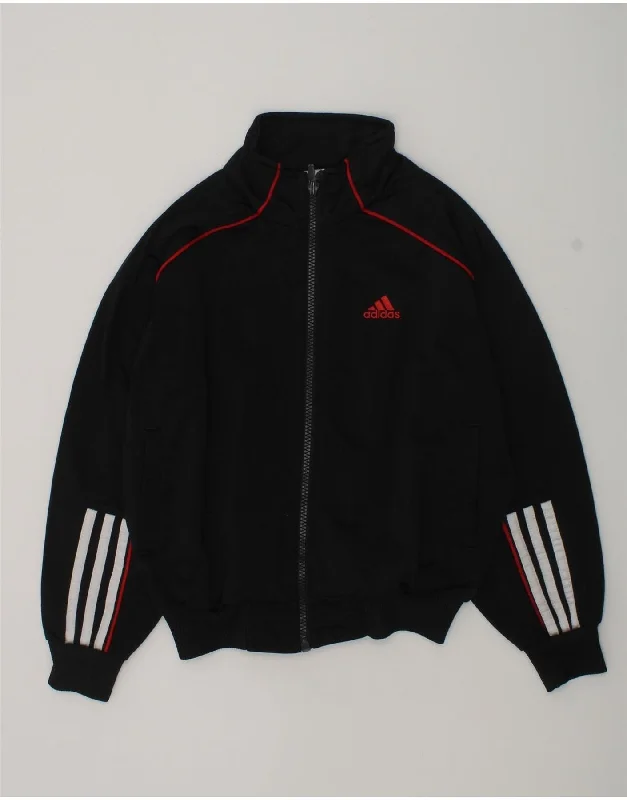 men's windbreaker jackets -ADIDAS Boys Tracksuit Top Jacket 7-8 Years Black Polyester