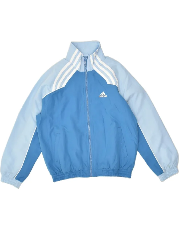 men's formal jackets -ADIDAS Boys Tracksuit Top Jacket 7-8 Years Blue Colourblock Polyester