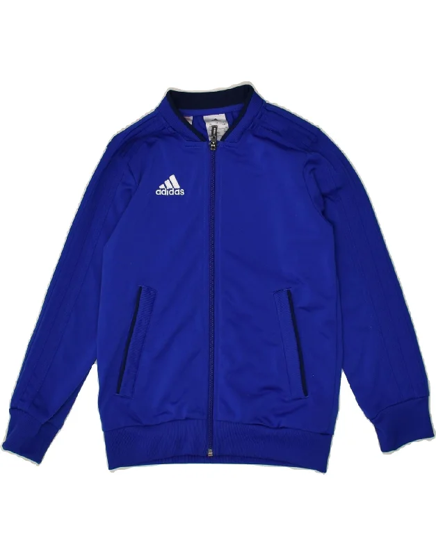 men's everyday jackets -ADIDAS Boys Tracksuit Top Jacket 7-8 Years Blue Polyester